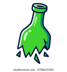 Broken bottle drink beverage flat color vector illustration template design