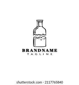 broken bottle flat logo icon design template black modern isolated vector illustration
