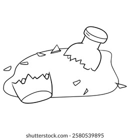broken bottle glass illustration hand drawn outline vector