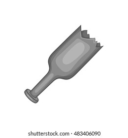 Broken bottle icon in black monochrome style isolated on white background. Glass symbol vector illustration