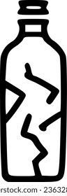 Broken bottle outline icon. linear style sign for mobile concept and sign, symbol, vector, art