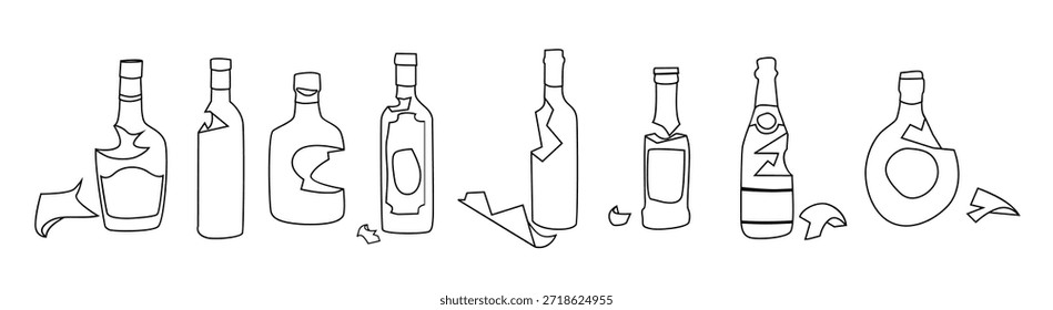 Ilustración vectorial de contorno de botella rota