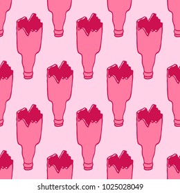 broken bottle seamless doodle pattern
