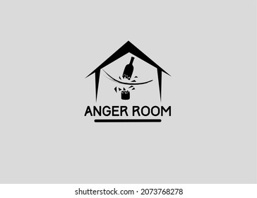 Broken bottle vintage image for anger room logo design