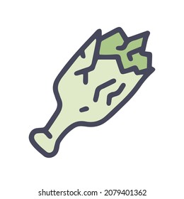 kaputte Flaschenwaffenfarbe Vektorsymbol