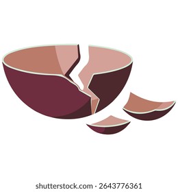 Pedaços de cerâmica de tigela quebrada ilustração vetorial isolada sobre fundo branco