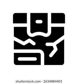 Icono de glifo de caja rota. Icono de Vector fuerte y sólido para Sitios web, interfaces móviles, presentaciones y marca visual. Alta calidad y fácil de editar.