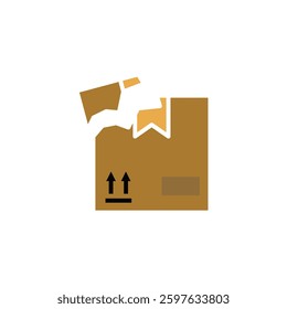 Broken box icon, simple flat style, illustration, logo sign symbol pictogram template, for ui or ux isolated on white for mobile app, editable