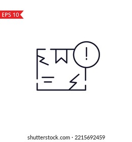 Símbolo de signo aislado de icono de línea de cuadro roto Vector
