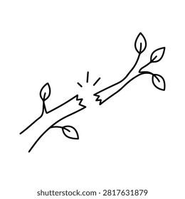 Broken branch line icon. Minimalist line icon on a white background