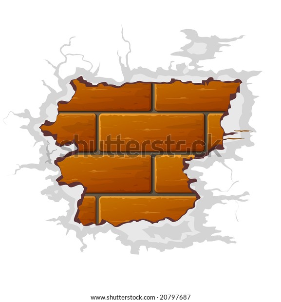 Broken Brick Wall Crack Vector Illustration Stock Vector (Royalty Free ...