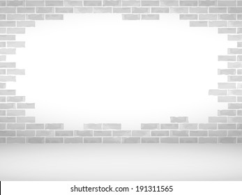 Broken brick wall and floor, vector eps10 illustration