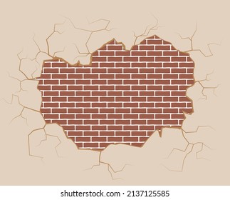 broken brick wall with hole.