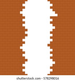 Broken brick wall with place for text. Vector illustration.