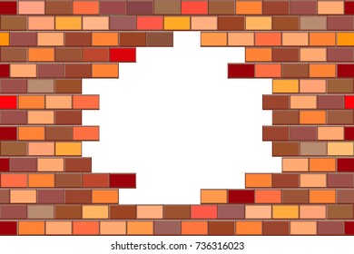 Broken brick wall. Place for your design and logo on the red brick