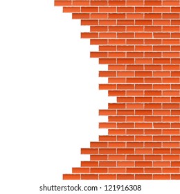 Broken brick wall, vector eps10 illustration