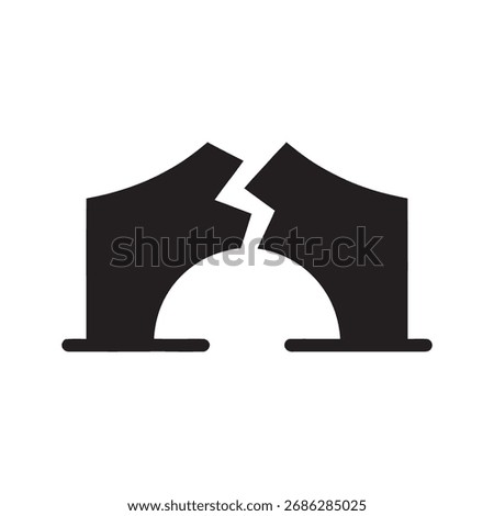 Broken bridge icon symbolizing a loss of connection communication failure or a significant obstacle creating division and separation