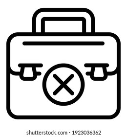 Icono de maletín roto. Icono de vector de maletín de contorno roto para diseño web aislado en fondo blanco
