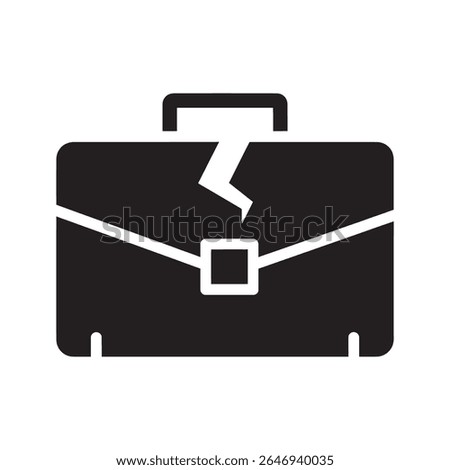 Broken Briefcase Icon Vector Glyph Symbol For Business Failure Or Job Loss Damaged Portfolio Or Case Graphic Representing Financial Crisis Or Insecurity
