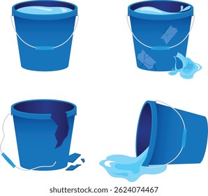 Broken bucket illustration set design