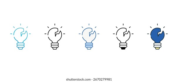 Diseño de icono de bombilla rota con fondo blanco