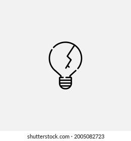 Broken bulb icon sign vector,Symbol, logo illustration for web and mobile