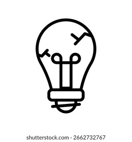 Icono de contorno de Vector de bombilla rota. Archivo EPS 10
