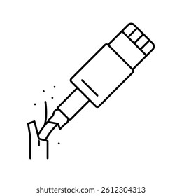 broken cable charger line icon vector. broken cable charger sign. isolated contour symbol black illustration