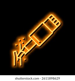 broken cable charger neon light sign vector. broken cable charger illustration