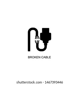 broken cable icon vector black design