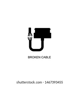 broken cable icon vector black design