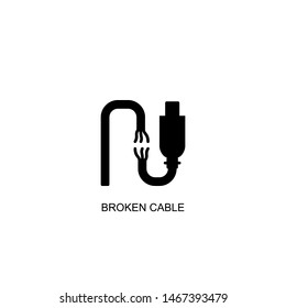 broken cable icon vector black design