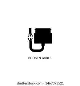 broken cable icon vector black design