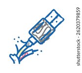 broken cable usb doodle icon sketch vector. broken cable usb sign. isolated symbol illustration