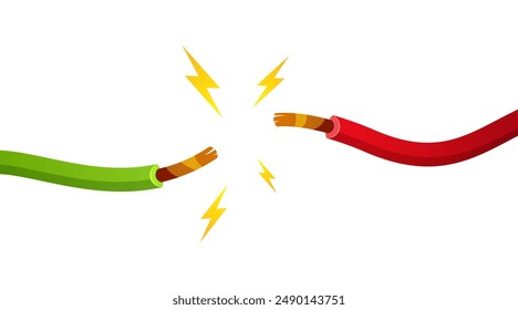 Broken cable vector isolated on whte background