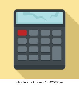 Broken calculator icon. Flat illustration of broken calculator vector icon for web design