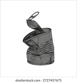 ilustração artesanal de arte de lata quebrada