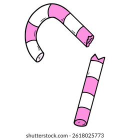broken candy cane illustration hand drawn isolated vector