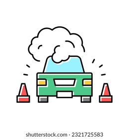 broken car color icon vector. broken car sign. isolated symbol illustration