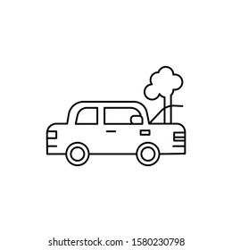 broken car, damage, car line icon on white background