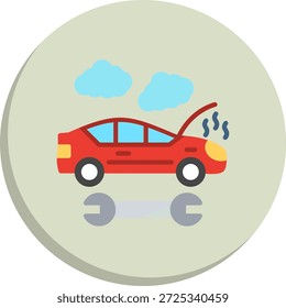 Gebrochene Auto flachen Kreis Stil Symbol