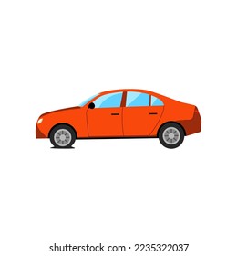 Broken car with flat tire cartoon illustration. Auto, automobile with flat tire in need of repair. Damage, vehicle, fire concept