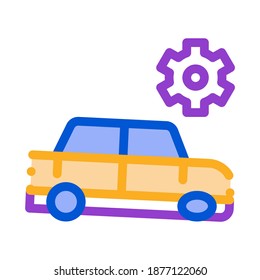 Broken Car Gear Icon Vector. Outline Broken Car Gear Sign. Isolated Contour Symbol Illustration