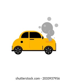 Icono de coche roto. Auto sobrecalentador sobre fondo blanco.