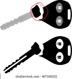 Broken Car Key with Alarm Vector Illustration