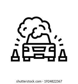 vector de icono de línea de coche rota. señal de coche rota. símbolo de contorno aislado ilustración negra