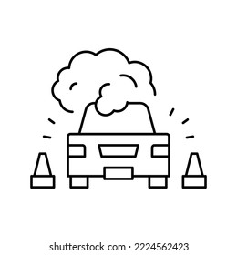vector de icono de línea de coche rota. señal de coche rota. símbolo de contorno aislado ilustración negra