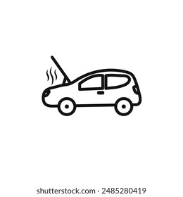 Coche roto con capucha abierta icono Vector conjunto colección para el Web
