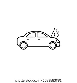 Broken car with open hood icon Vector logo set flat