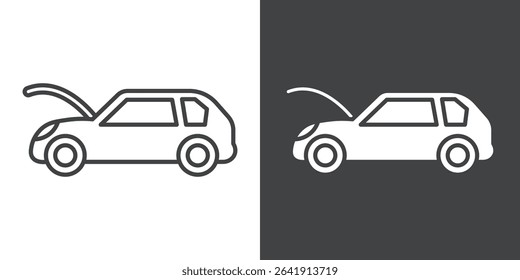 broken car with open hood icon symbol illustration logo